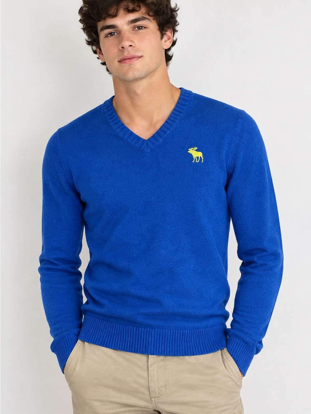 y2k vintage blue abercrombie and fitch cashmere cotton blend v neck sweater Sz S